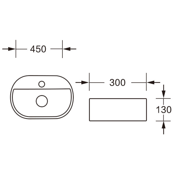 MU7023-GW Накладная раковина, белый глянец, с переливом