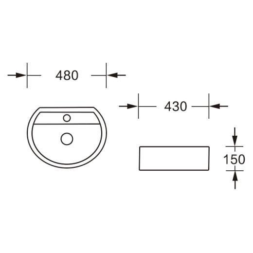 MU7055-GW Накладная раковина, белый глянец, без перелива