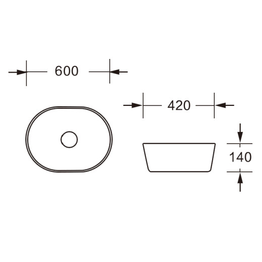 MU7100D-GW Раковина накладная, белый глянец, без перелива