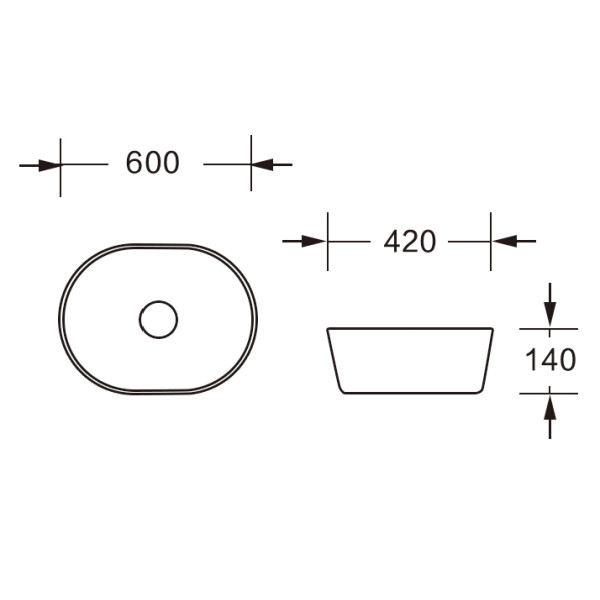 MU7100D-GW Раковина накладная, белый глянец, без перелива