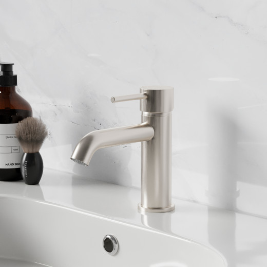 Смеситель для раковины PAINI Cox без донного клапана, удлиненный излив, брашированный никель PVD (PW)