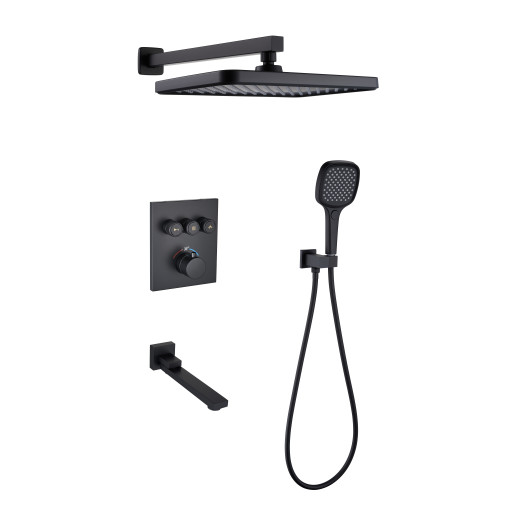 Como Встраиваемый душевой комплект c термостатом на 3 положения, черный TVZ-8804