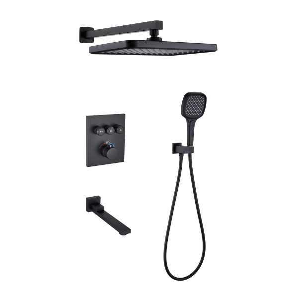 Como Встраиваемый душевой комплект c термостатом на 3 положения, черный TVZ-8804