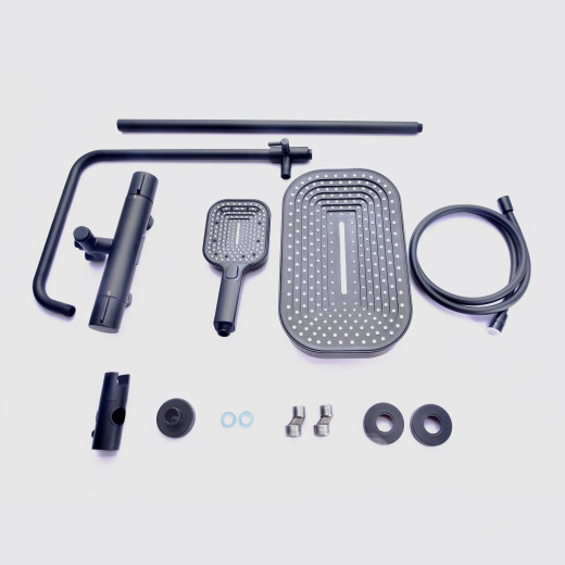 Doris Душевая стойка с термостатическим смесителем GK-0345 Черная