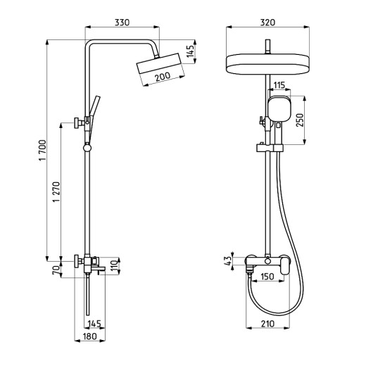 Salda Душевая стойка со смесителем ALS-615-13 Черная