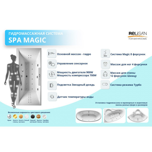 SPA magic - сенсор (6 гидро;8 magic; 12 Шиацу; 4 Евромик; 8 джет Звёздный дождь)