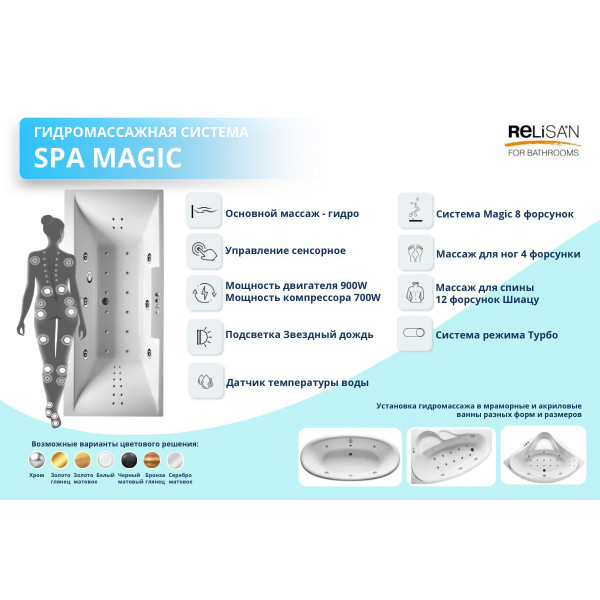 SPA magic - сенсор (6 гидро;8 magic; 12 Шиацу; 4 Евромик; 8 джет Звёздный дождь)