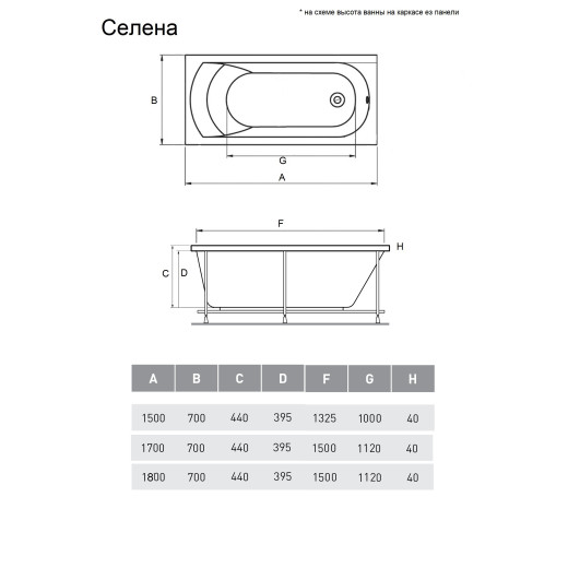 Ванна акриловая RelisanEcoPlus Сима 180х80