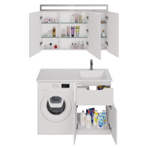 Умывальник мебельный Dreja Wing 120 L (чаша слева)