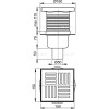 Сливной трап 150 × 150/50, подводка – прямая, решетка – серая, гидрозатвор – мокрый, арт. APV6211