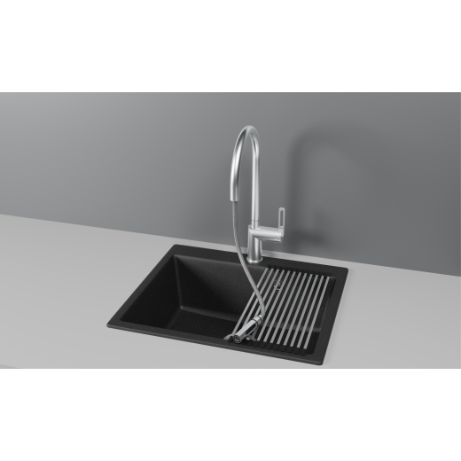 Смеситель Granula GR-8172 нержавеющая сталь с выдвижным изливом