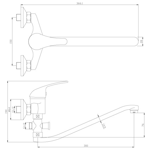 Смеситель Rossinka Y40-35 универсальный