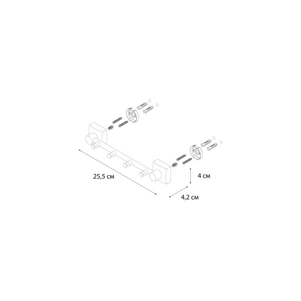 Fixsen KVADRO FX-61305-4 Планка 4 крючка