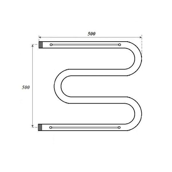 Полотенцесушитель водяной Point PN38555P 500x500 М-образный (1") с полкой, хром