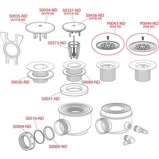 Сифон для душевого поддона с нержавеющей peшeткой, арт. A46-60
