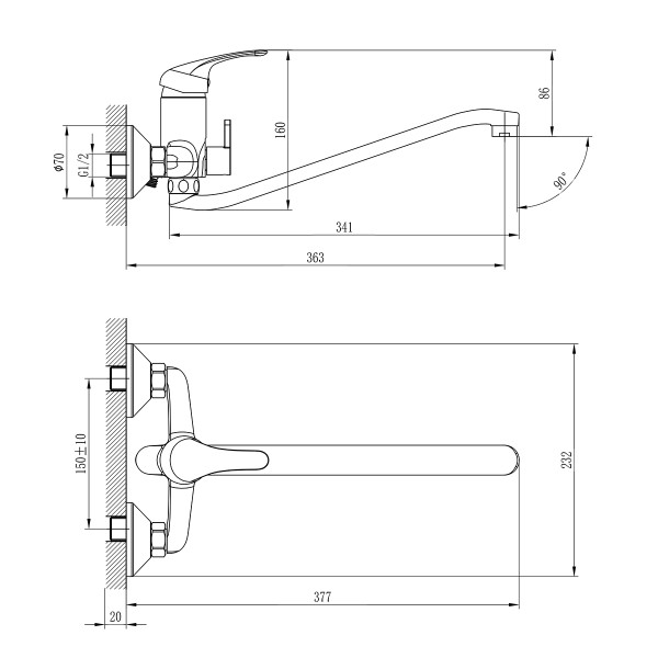 Смеситель Rossinka A35-34 универсальный