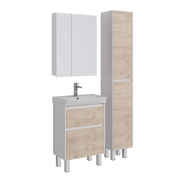 Шкаф зеркальный Lemark UNIVERSAL 60х80см 2-х дверный, цвет корпуса: Белый глянец