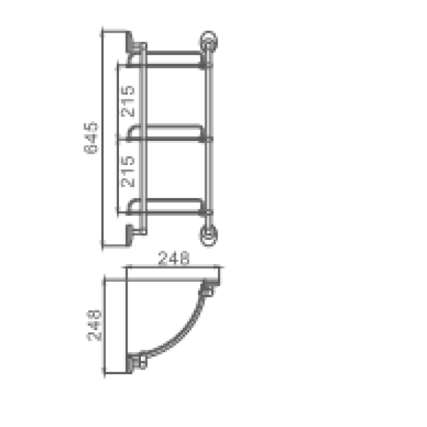 Полка стеклянная HAIBA HB1607-3 3-ярусная, хром