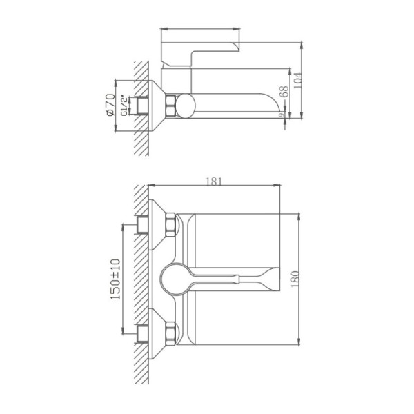 Смеситель для ванны HAIBA HB60805-7, латунь, черный/хром