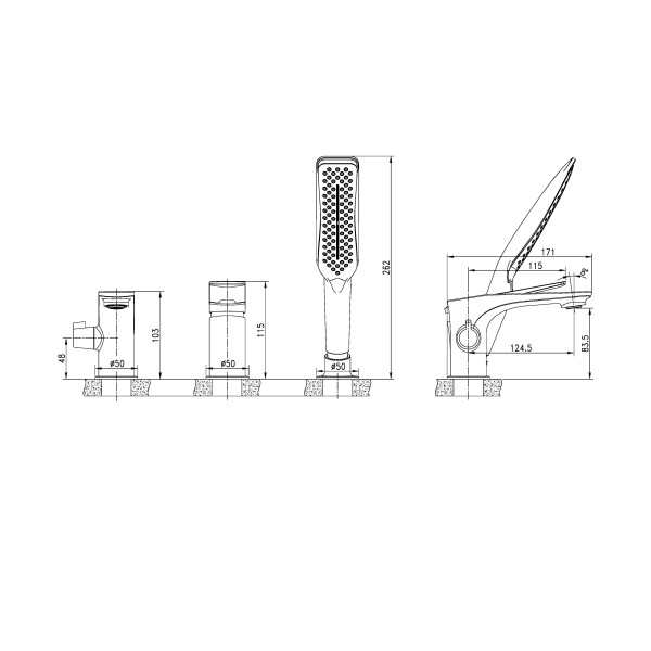 Смеситель Lemark Allegro LM5945CW для ванны встраиваемый, на 3 отверстия, с аксессуарами, хром/белый