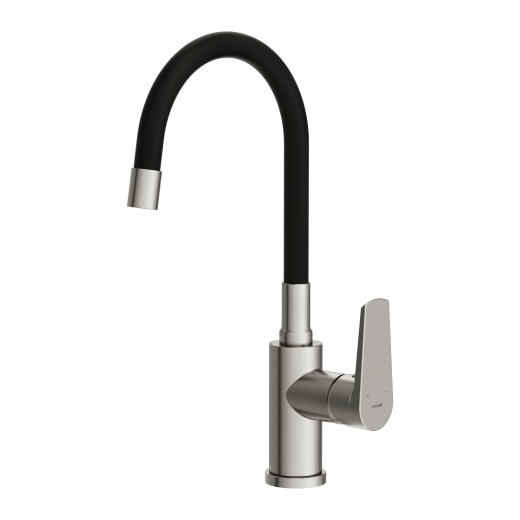 Смеситель Cersanit для кухни MODUO однорычажный с гибким изливом, никель