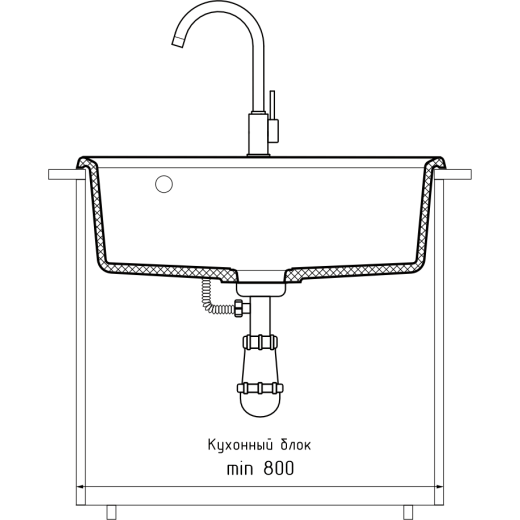 Мойка кухонная GranFest LEVEL 660  1-чаш 660*500 черный