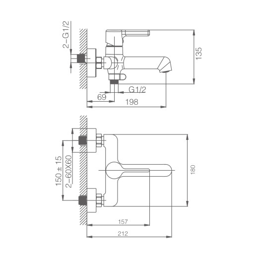 Смеситель для ванны HAIBA HB60814, латунь, хром