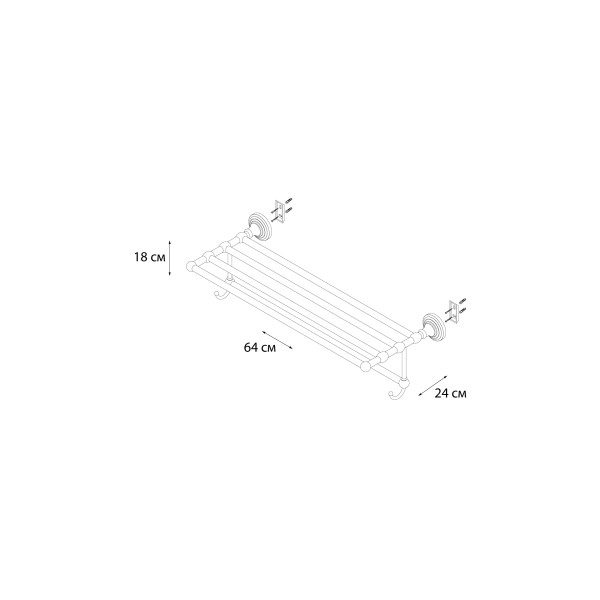 Fixsen RETRO FX-83815A Полка для полотенец с крючками