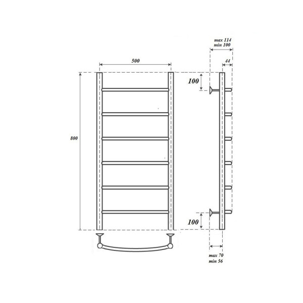 Полотенцесушитель водяной Point Афина PN04158BR П6 500x800, бронза