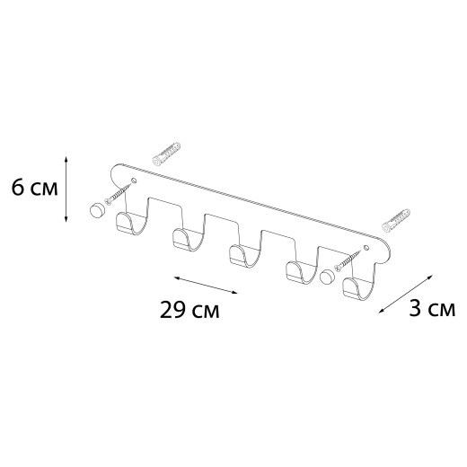 Планка 5 крючков Fixsen FX-805-5, хром