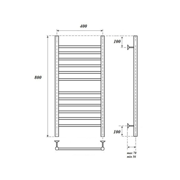 Полотенцесушитель водяной Point Аврора PN10148S П12 400x800, хром