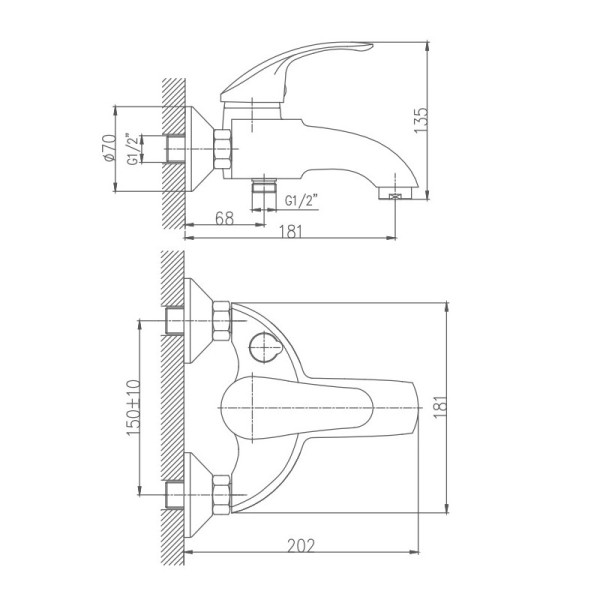 Смеситель для ванны HAIBA HB3221, латунь, хром