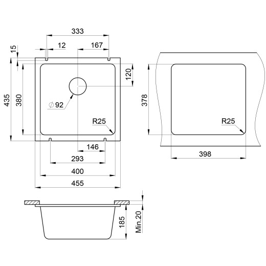 Кухонная мойка Granula GR-3801 шварц