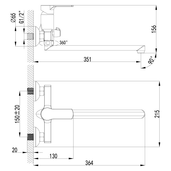 Смеситель Lemark Plus Grace LM1551C универсальный