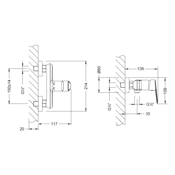 Смеситель Lemark Point LM0303C для душа, хром