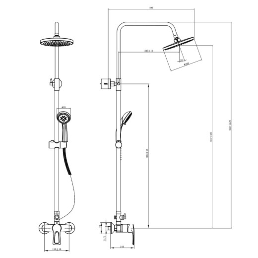 Смеситель Rossinka T40-45 для душа