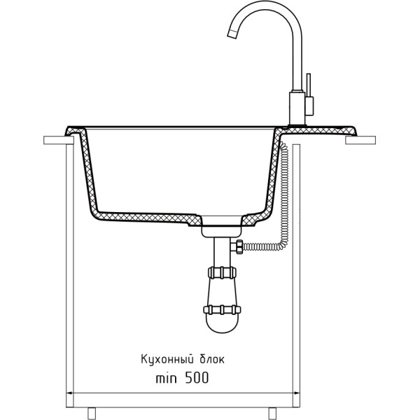 Мойка кухонная GranFest QUARZ GF-Z-58 чаша с крылом 620*480мм (темно-серый)