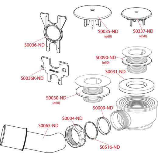 Выпускной комп для душ поддона заниженный, хром-ый пластик,арт.AG210252150 (аналог A471CR-50)