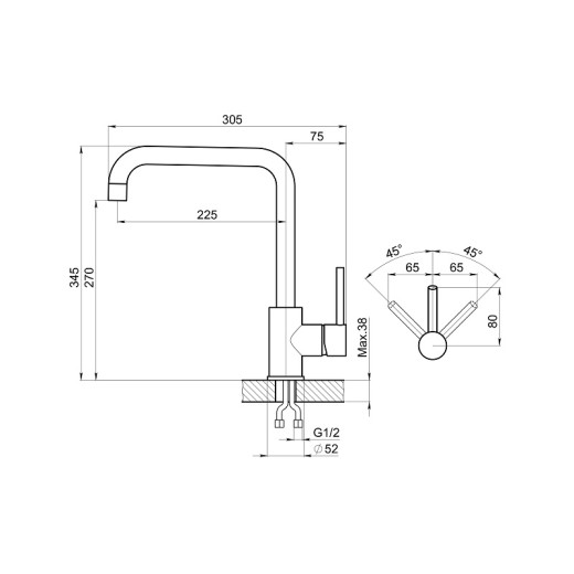 Смеситель Granula KS-7110 сталь матовая
