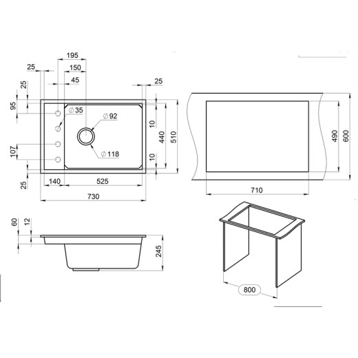 Кухонная мойка Granula KS-7305 арктик