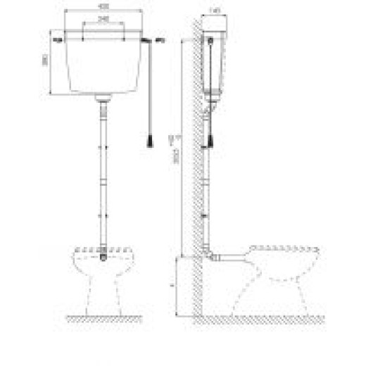 Бачок пластмассовый OLiStyle открытой установки с однорежимным  сливом