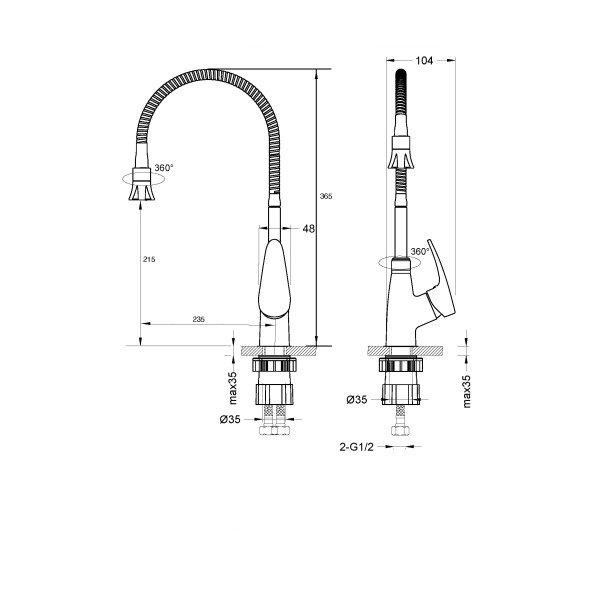 Смеситель Lemark Linara LM0413C для кухни, с гибким изливом и 2х-функциональным аэратором, хром