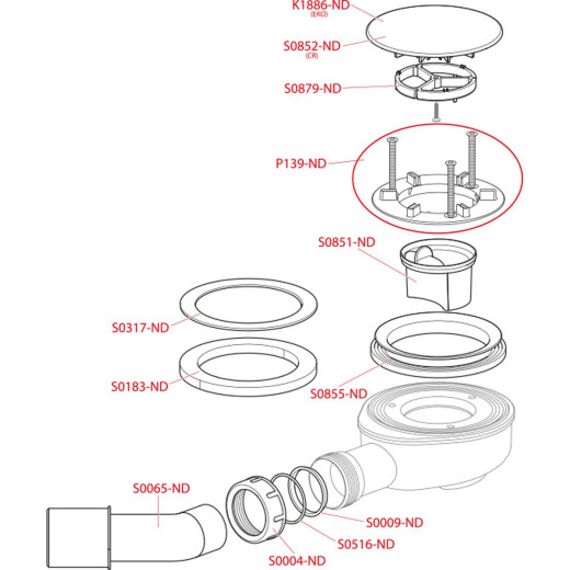 Выпускной компл для душевого поддона, хромир-ый пластик, арт.AG210272100 (аналог A491CR)