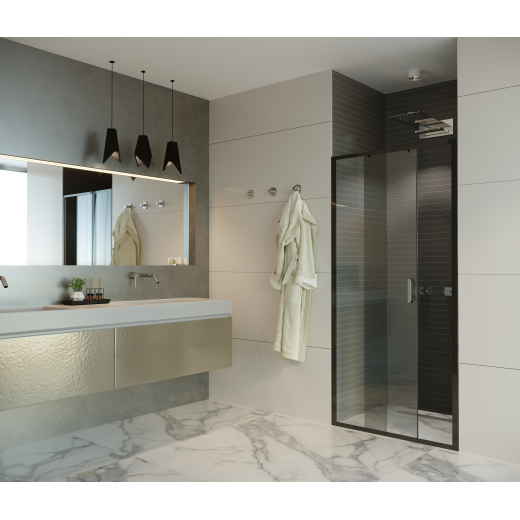 Дверь в нишу Alex Baitler AB61B110 (1100*2000) прозрачное, двери раздвижные, проф черный