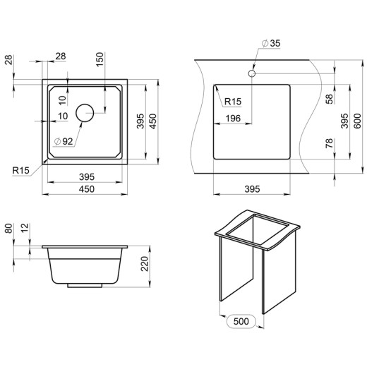 Кухонная мойка Granula KS-4501U арктик