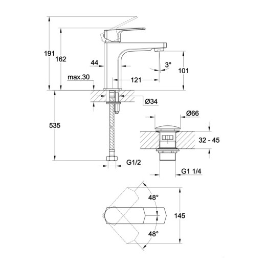 Смеситель Cersanit для раковины WISLA однорычажный
