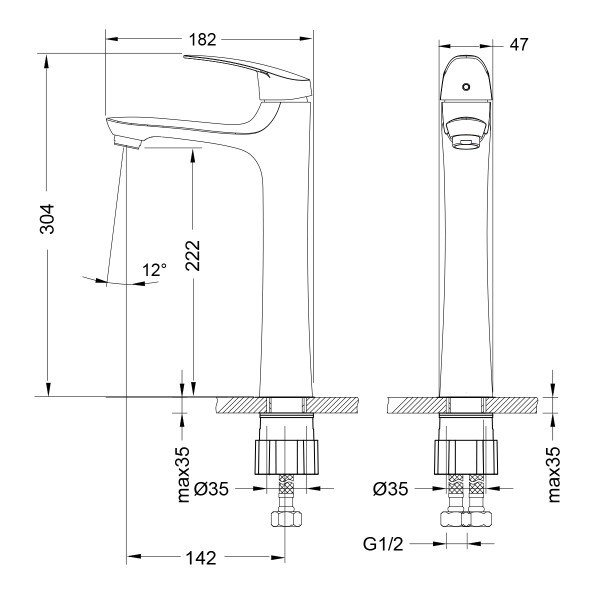 Смеситель Lemark Linara LM0409C для умывальника монолитный высокий, хром