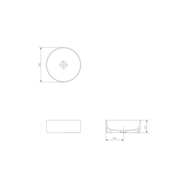 Раковина Cersanit на столешницу CREA 38 RING 0 отв.