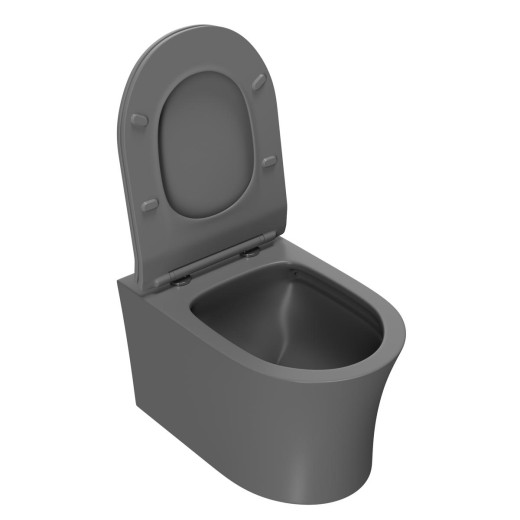 Унитаз подвесной Point Вега безободковый, серый мат сиденье дюропласт микролифт быстросъем PN41711GM