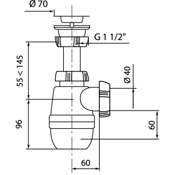 Сифон WIRQUIN МИНОР с выпуском 1½ х 40 мм